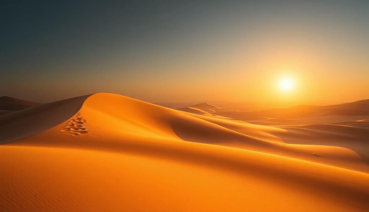 Desert sand dunes at sunrise